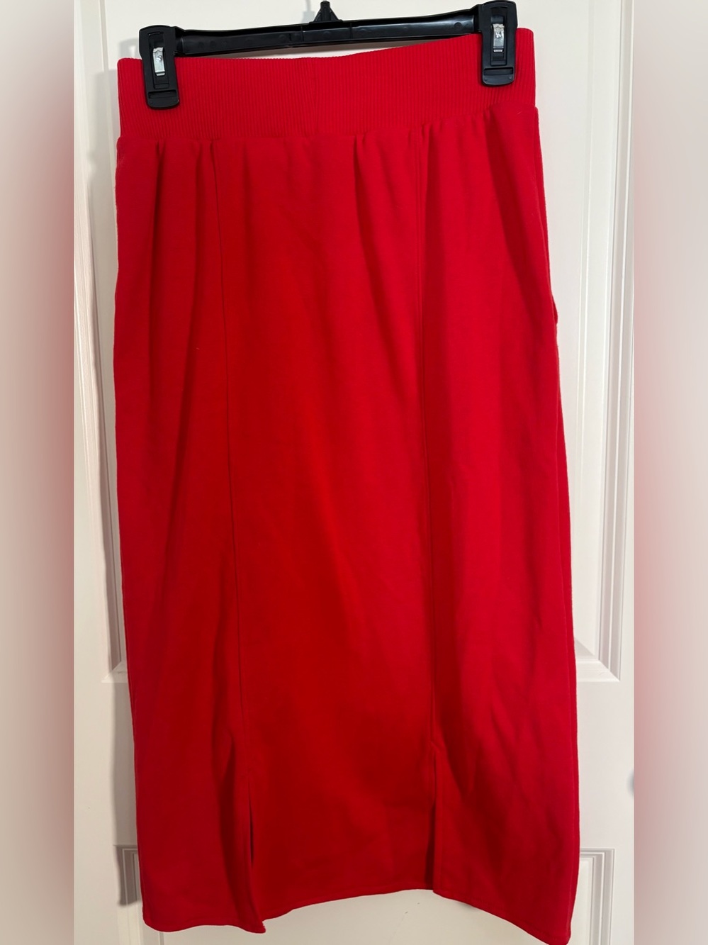 Classic Red Maxi Skirt with Stretch Waistband